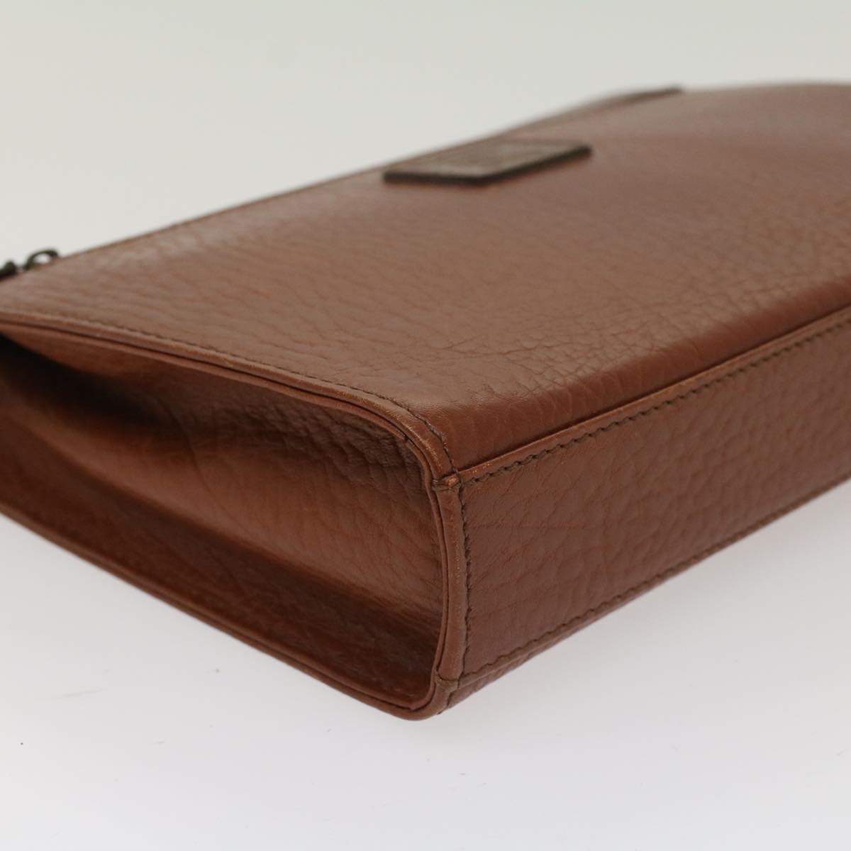 BurberrySs Clutch Bag Leather Brown Auth yk7778