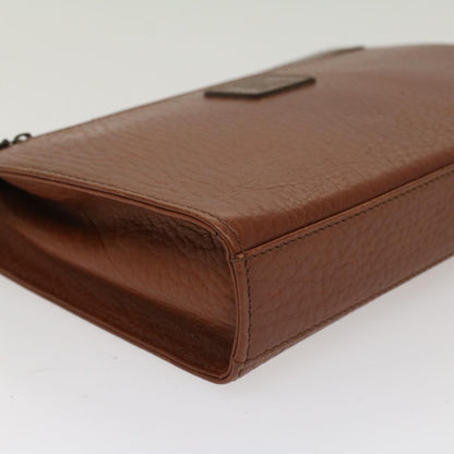 BurberrySs Clutch Bag Leather Brown Auth yk7778
