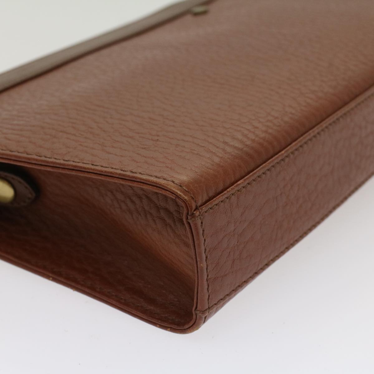 BurberrySs Clutch Bag Leather Brown Auth yk7778