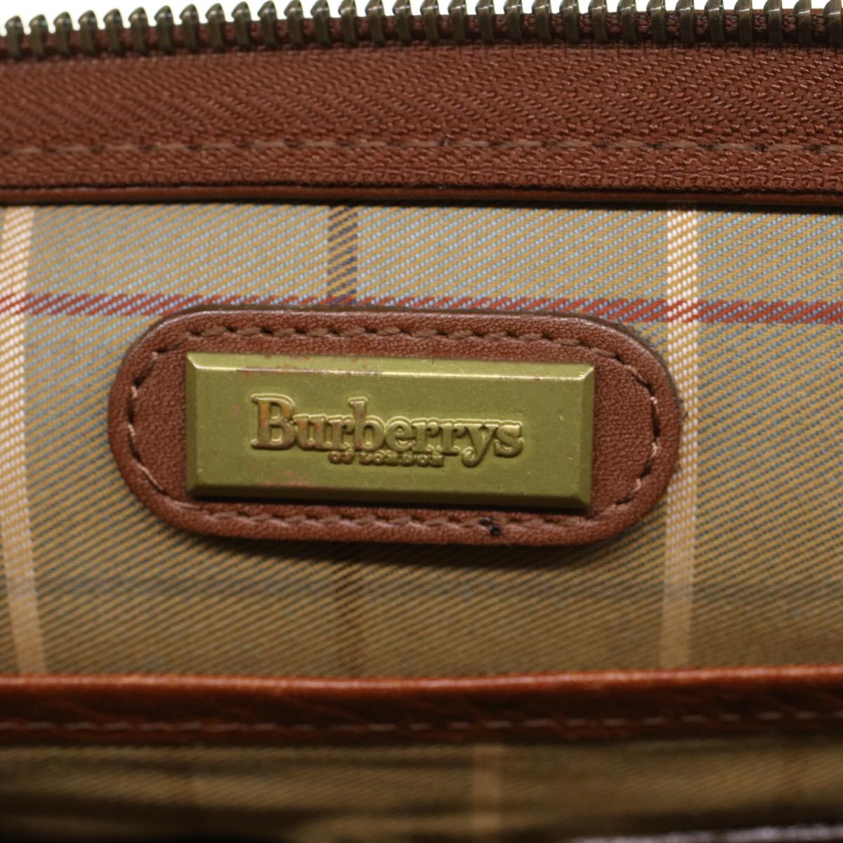 BurberrySs Clutch Bag Leather Brown Auth yk7778