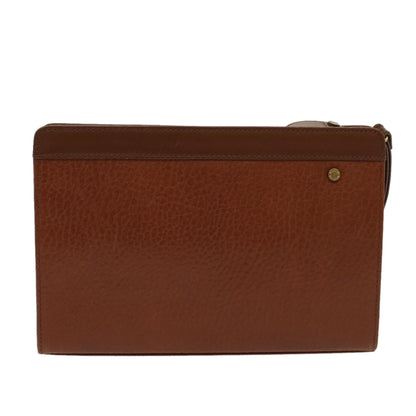 BurberrySs Clutch Bag Leather Brown Auth yk7778