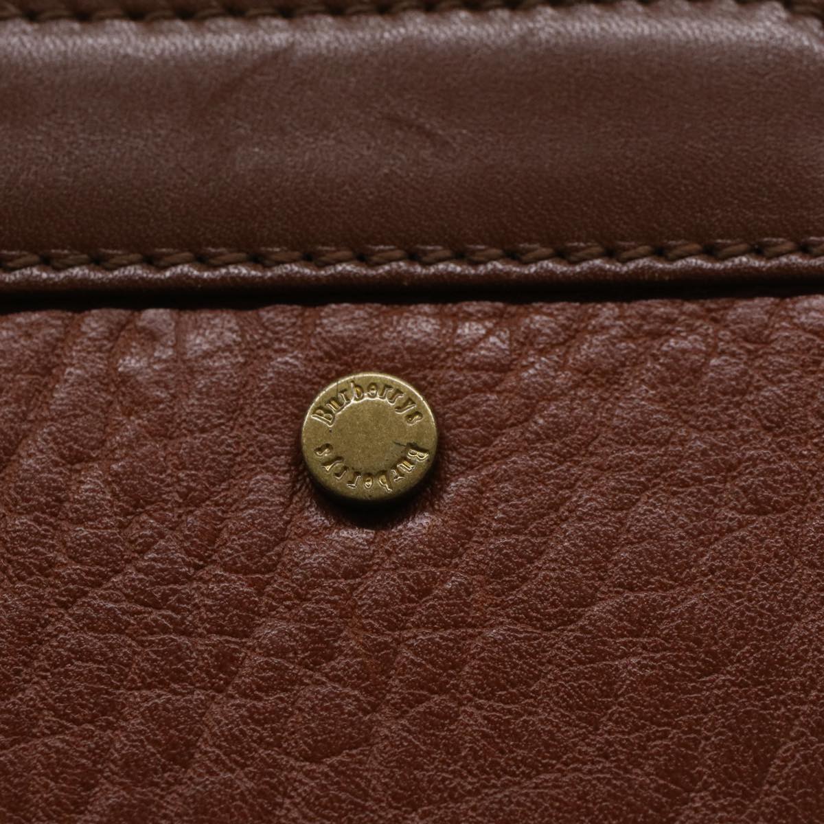 BurberrySs Clutch Bag Leather Brown Auth yk7778