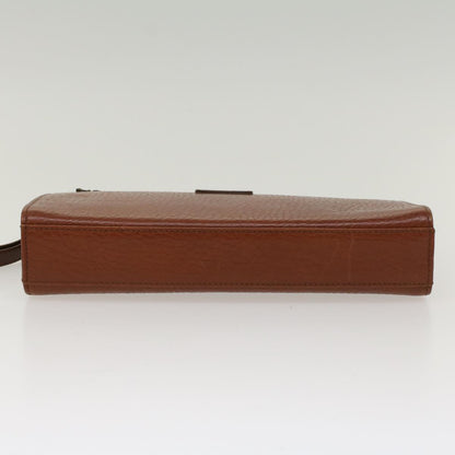BurberrySs Clutch Bag Leather Brown Auth yk7778
