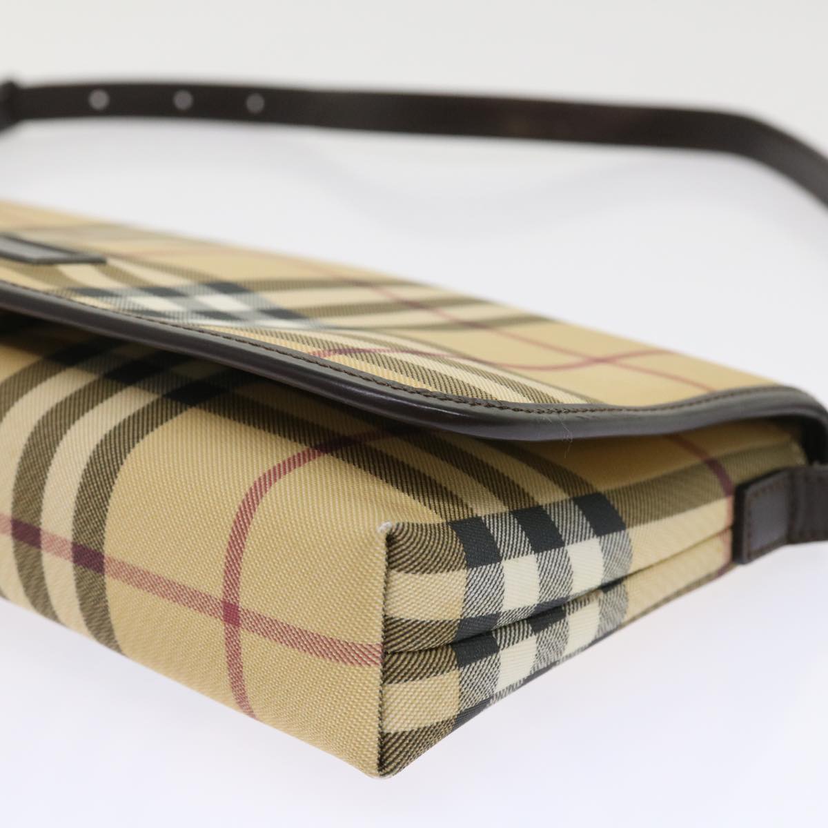Burberry Nova Check Shoulder Bag PVC Leather Beige Auth yk7830B
