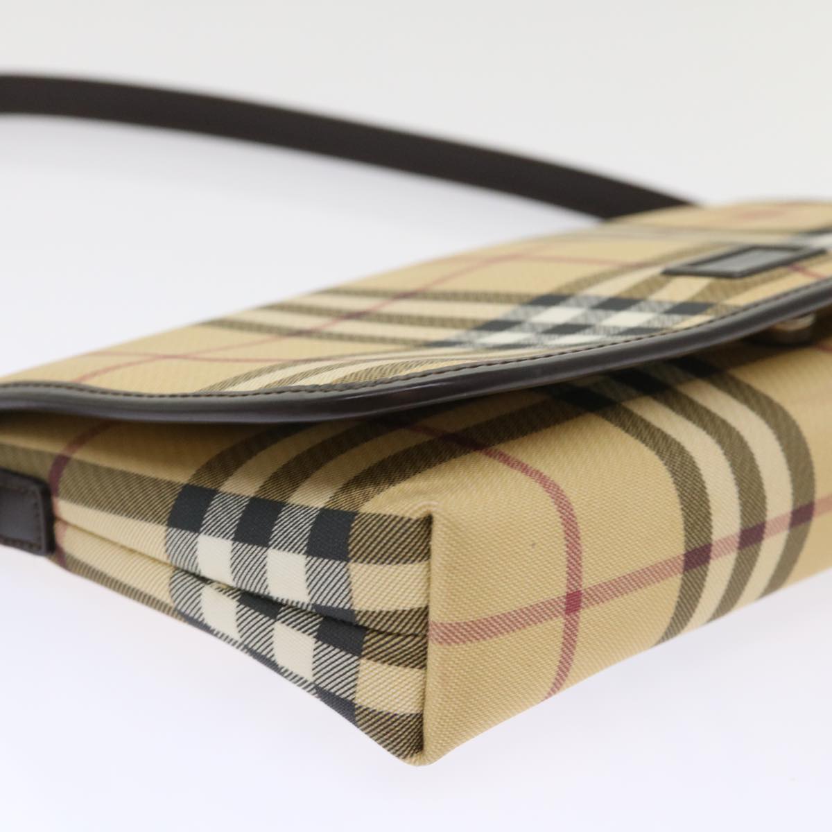 Burberry Nova Check Shoulder Bag PVC Leather Beige Auth yk7830B