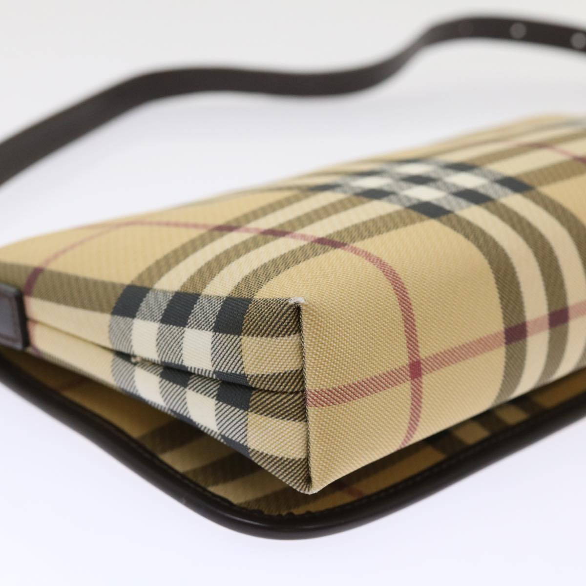 Burberry Nova Check Shoulder Bag PVC Leather Beige Auth yk7830B