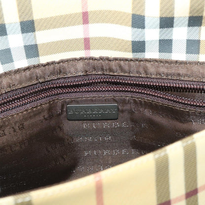 Burberry Nova Check Shoulder Bag PVC Leather Beige Auth yk7830B