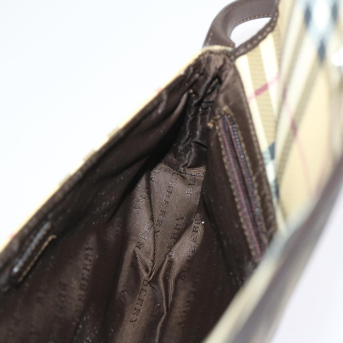 Burberry Nova Check Shoulder Bag PVC Leather Beige Auth yk7830B