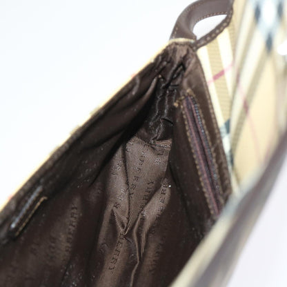 Burberry Nova Check Shoulder Bag PVC Leather Beige Auth yk7830B