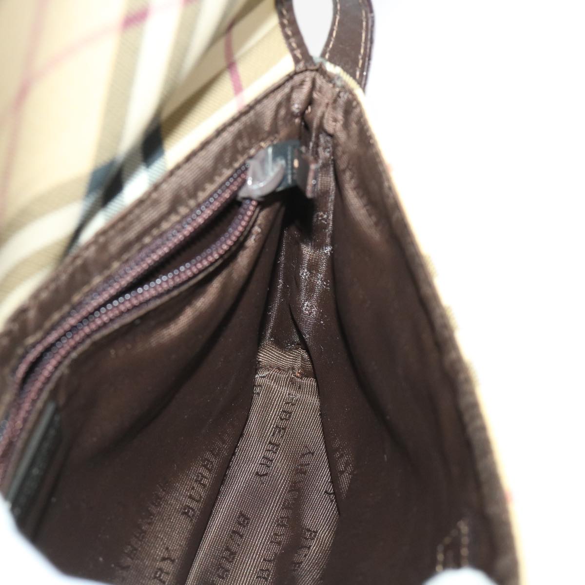 Burberry Nova Check Shoulder Bag PVC Leather Beige Auth yk7830B