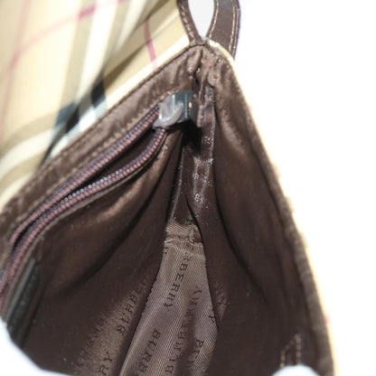 Burberry Nova Check Shoulder Bag PVC Leather Beige Auth yk7830B