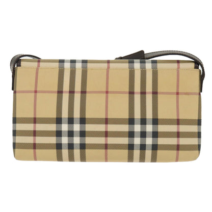 Burberry Nova Check Shoulder Bag PVC Leather Beige Auth yk7830B
