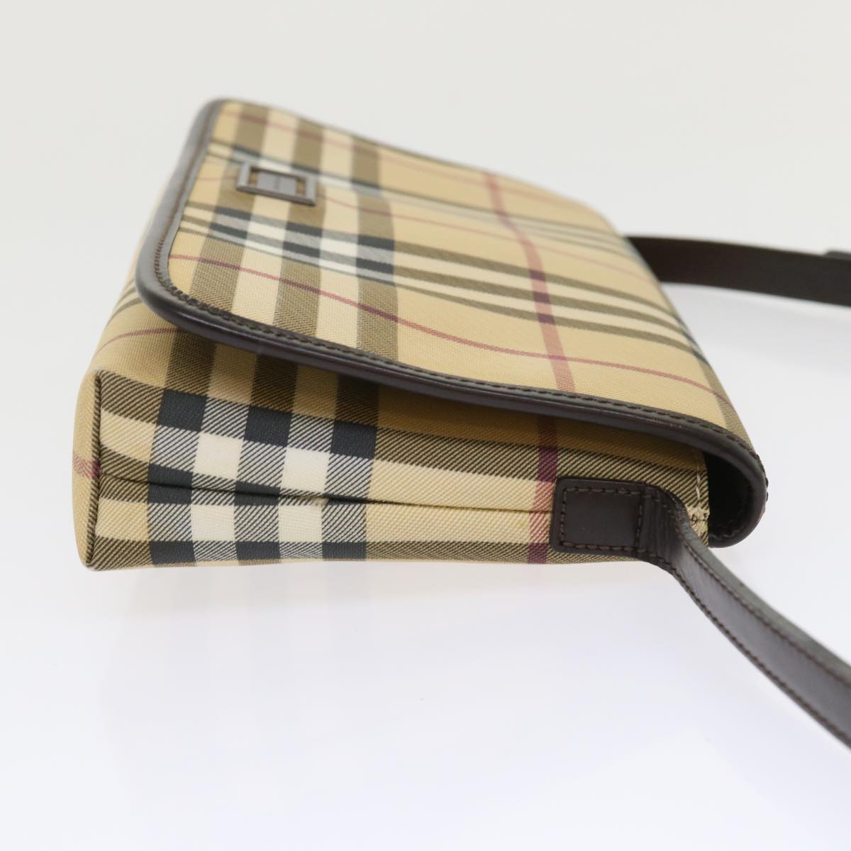 Burberry Nova Check Shoulder Bag PVC Leather Beige Auth yk7830B