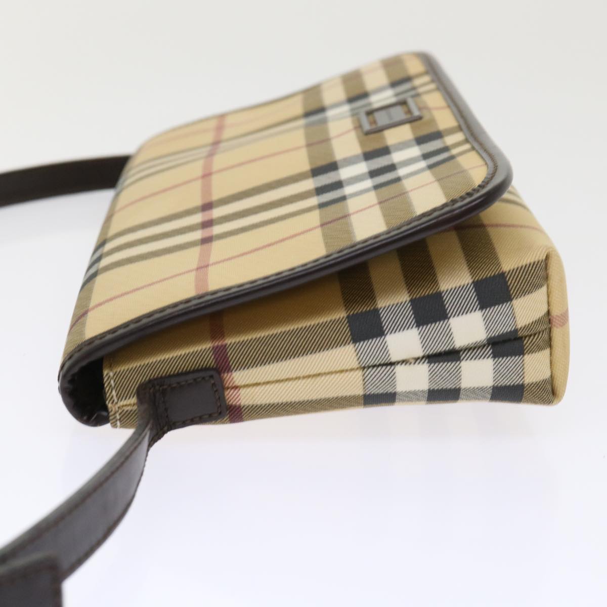 Burberry Nova Check Shoulder Bag PVC Leather Beige Auth yk7830B