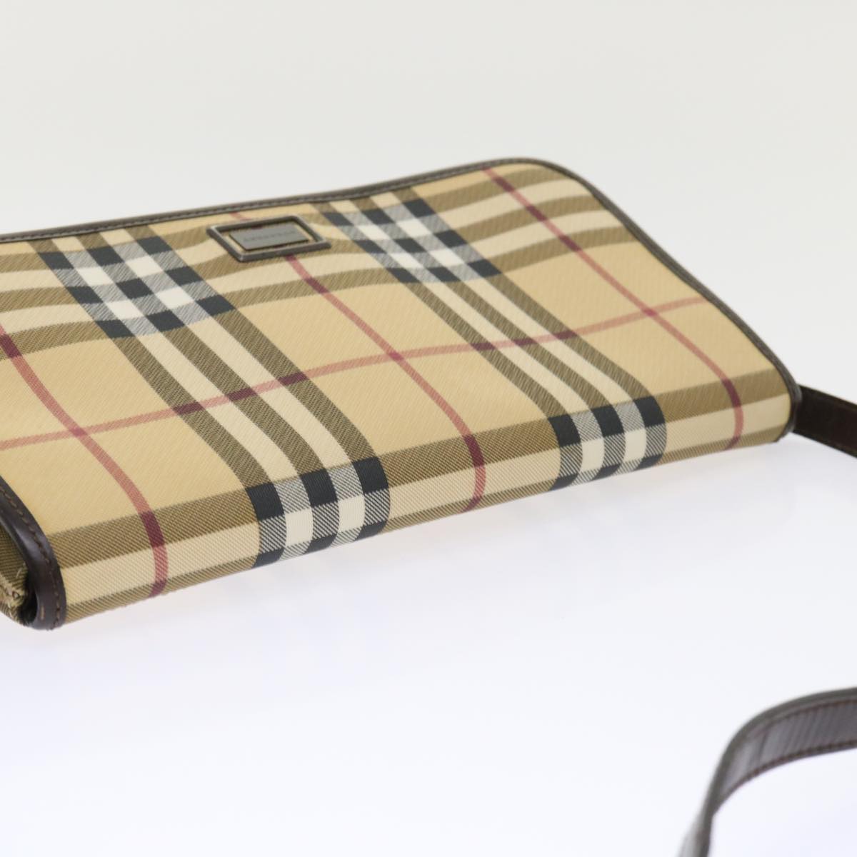 Burberry Nova Check Shoulder Bag PVC Leather Beige Auth yk7830B