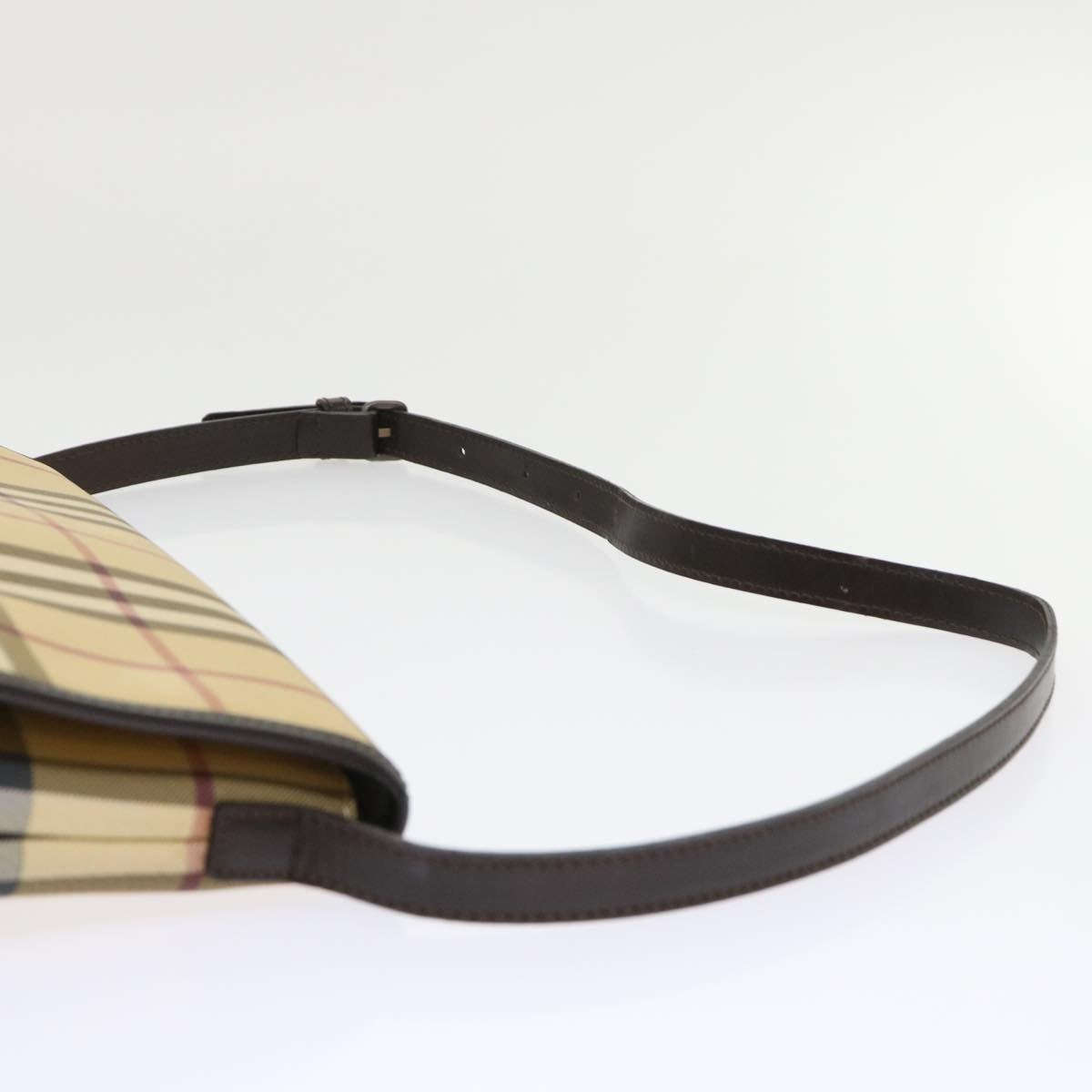 Burberry Nova Check Shoulder Bag PVC Leather Beige Auth yk7830B