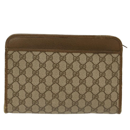 GUCCI GG Canvas Clutch Bag PVC Leather Beige  yk7935B