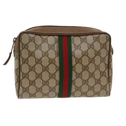 GUCCI GG Canvas Web Sherry Line Clutch Bag Beige Red Green 39.01.012  yk7950