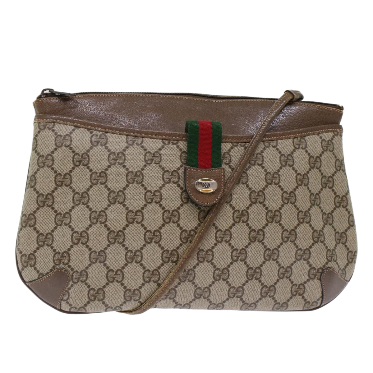 GUCCI GG Canvas Web Sherry Line Shoulder Bag Beige Red 904.02.026  yk7967