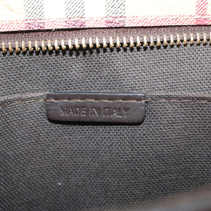 Burberry Nova Check Shoulder Bag PVC Leather Beige Dark Brown Auth yk7975