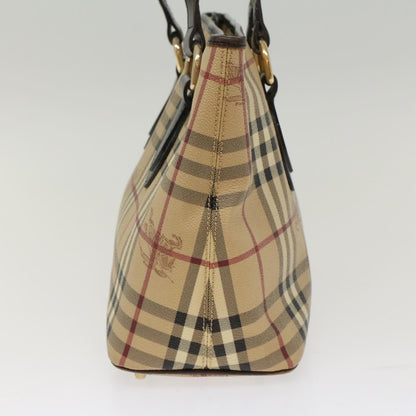 Burberry Nova Check Shoulder Bag PVC Leather Beige Dark Brown Auth yk7975
