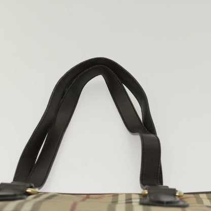 Burberry Nova Check Shoulder Bag PVC Leather Beige Dark Brown Auth yk7975