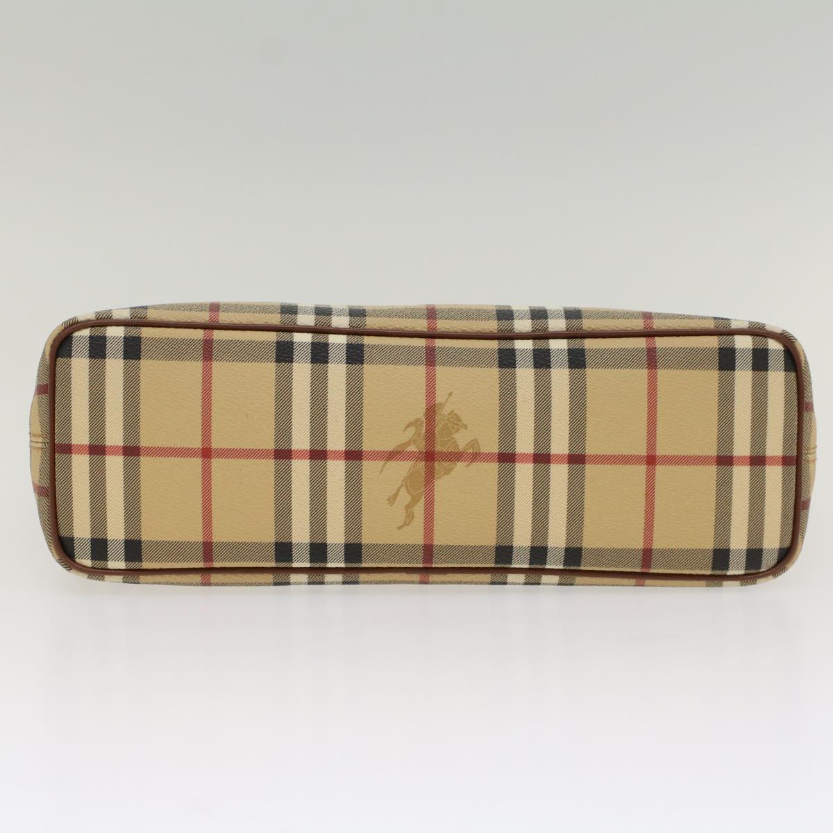 Burberry Nova Check Hand Bag PVC Leather Beige Auth yk8286