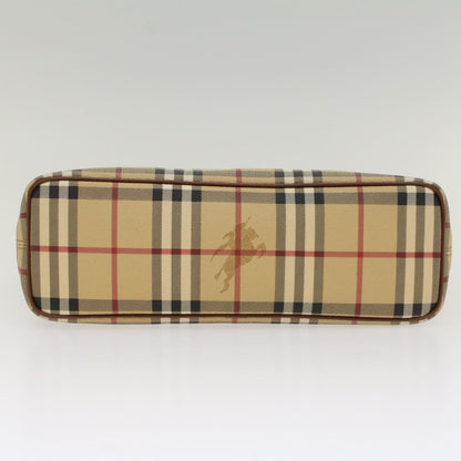 Burberry Nova Check Hand Bag PVC Leather Beige Auth yk8286