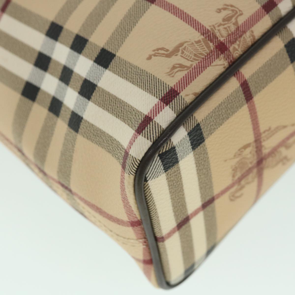 Burberry Nova Check Hand Bag PVC Leather Beige Auth yk8975