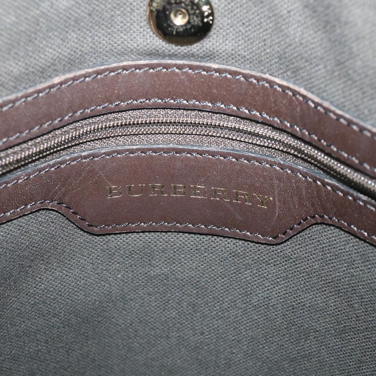 Burberry Nova Check Hand Bag PVC Leather Beige Auth yk8975