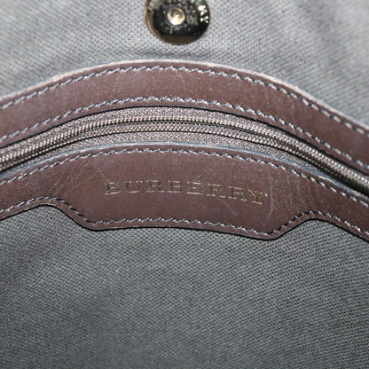 Burberry Nova Check Hand Bag PVC Leather Beige Auth yk8975