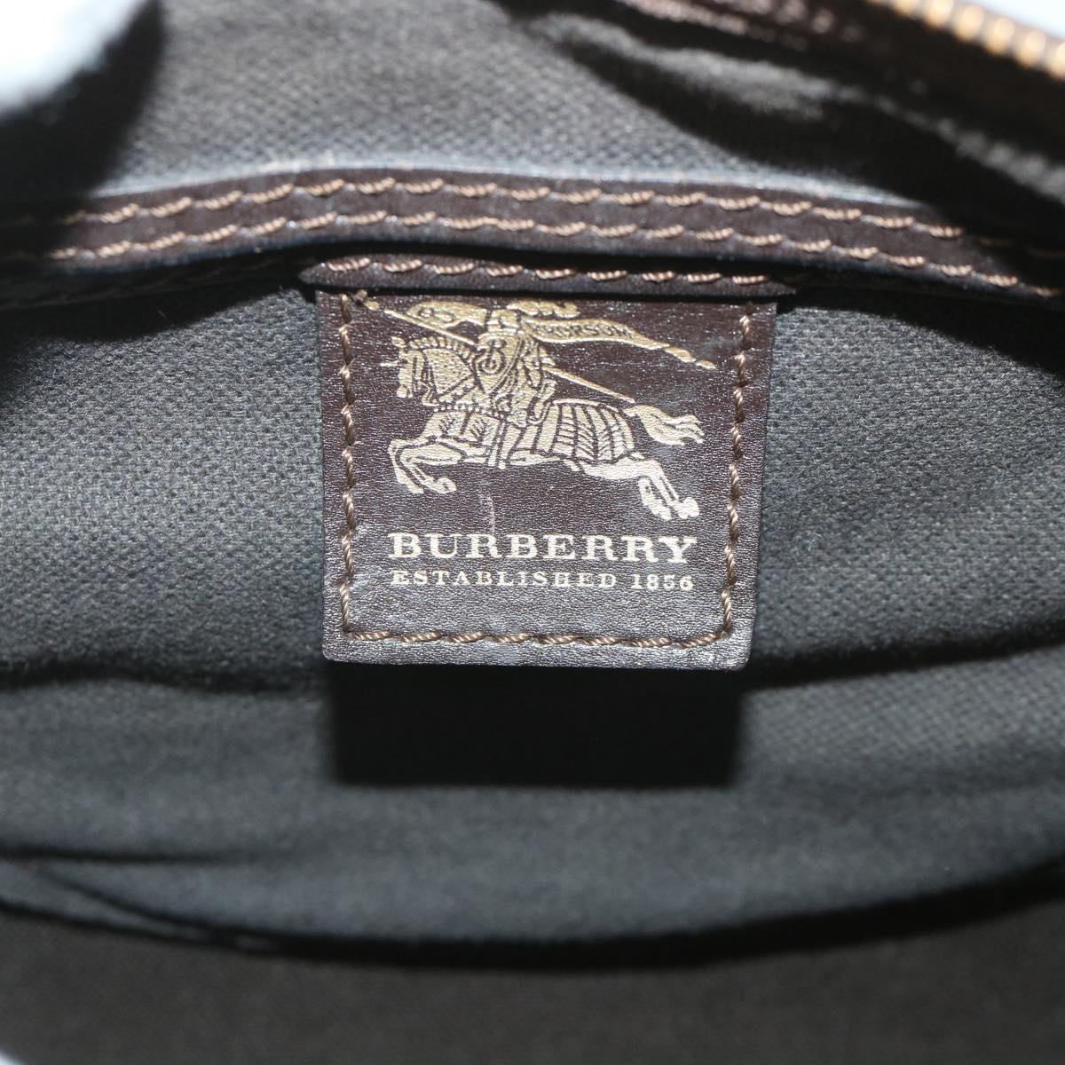 Burberry Nova Check Boston Bag PVC Leather Beige Auth yk9073