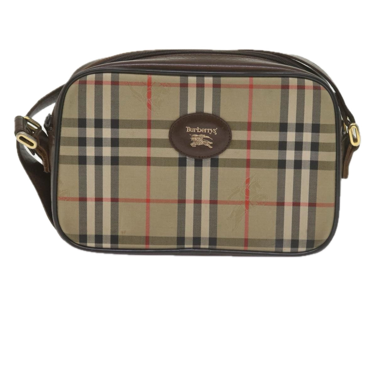BurberrySs Nova Check Shoulder Bag Canvas Beige Brown Auth yk9787