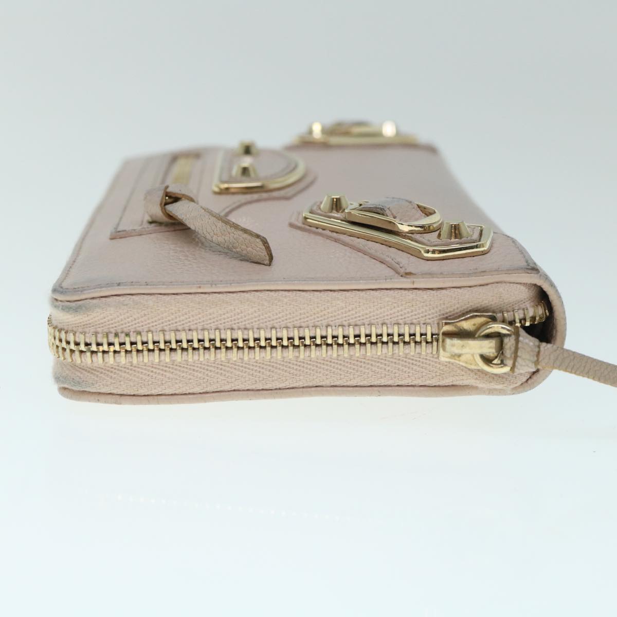 Balenciaga Classic Continental Zip Long Wallet Leather Pink 253036 Auth yk9793