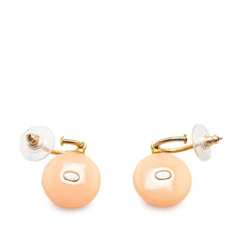 Chanel Faux Pearl Coco Mark Swing Plastic Earrings 03P