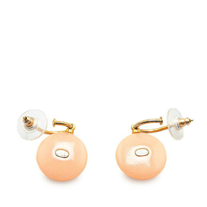 Chanel Faux Pearl Coco Mark Swing Plastic Earrings 03P