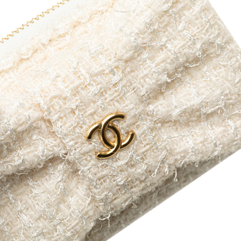 Chanel Coco Mark Ribbon Mini Tweed Leather Coin Case