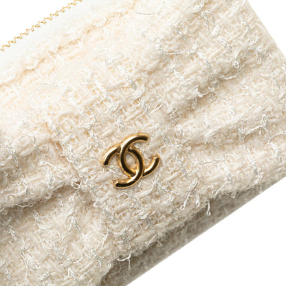 Chanel Coco Mark Ribbon Mini Tweed Leather Coin Case
