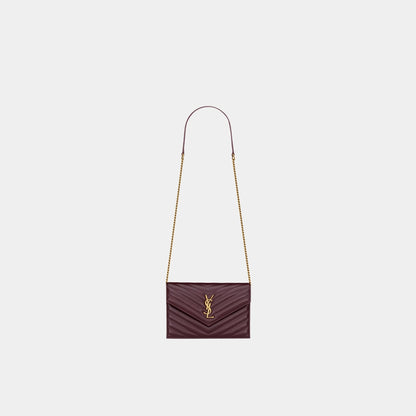 Cassandre Envelope Chain Wallet In Shiny Leather
