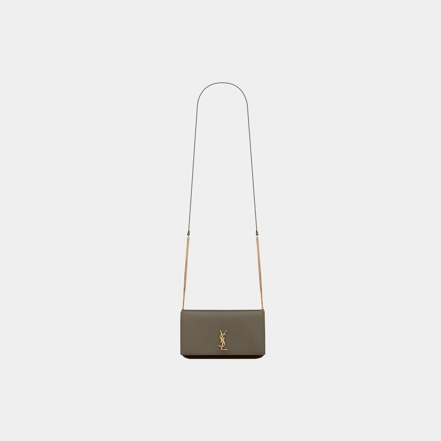 Yves Saint Laurent Cassandre Phone Holder Smooth Leather With Strap, Light Musk, Front