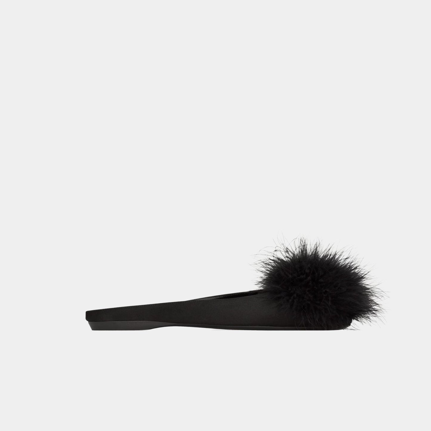 Lido Slip-Ons In Satin Crepe And Feathers