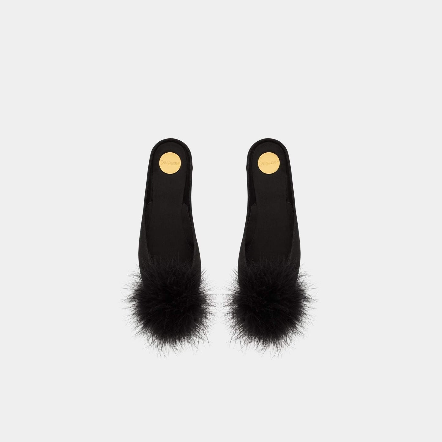Lido Slip-Ons In Satin Crepe And Feathers