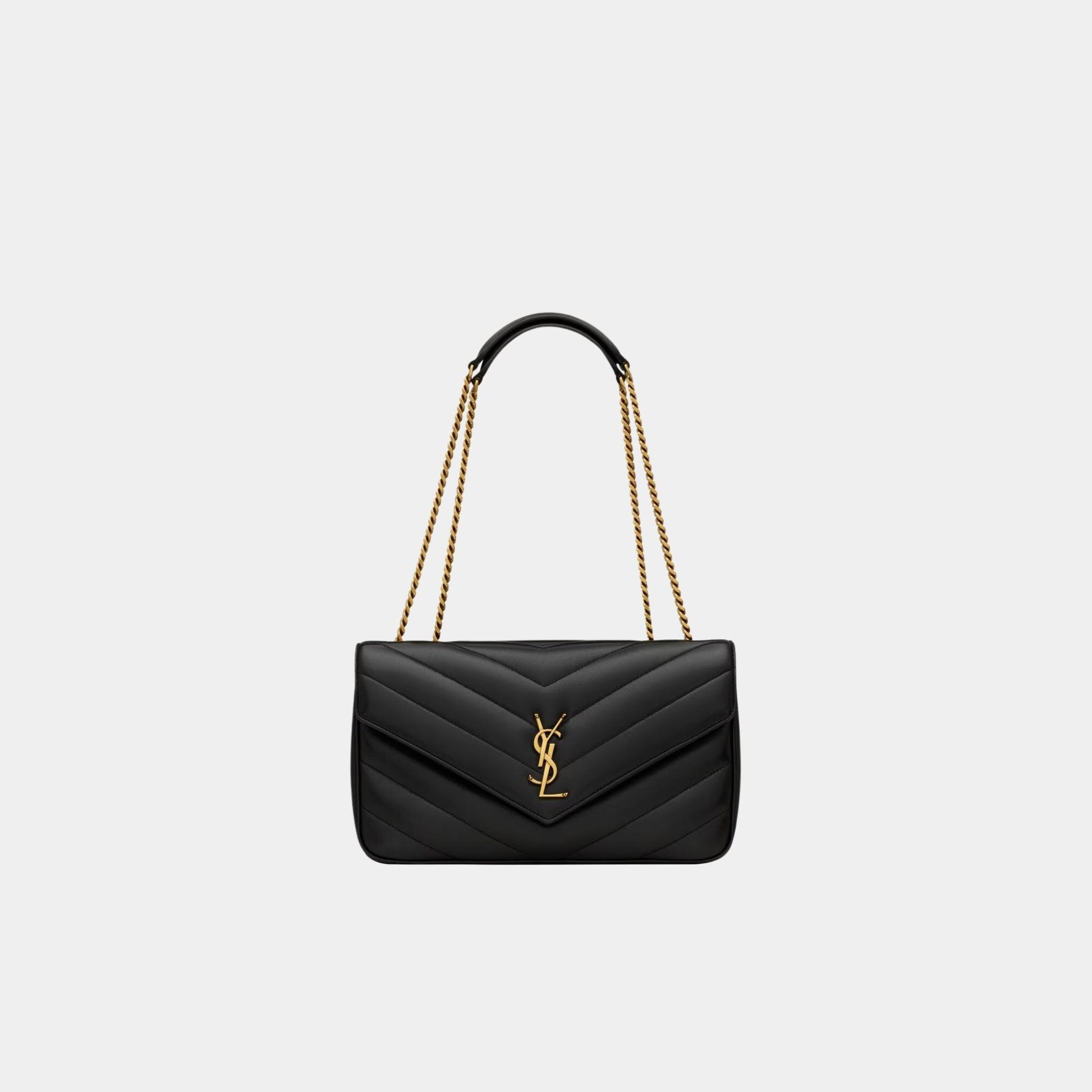 Yves Saint Laurent Loulou Medium In Matelasse Lambskin, Noir, Front