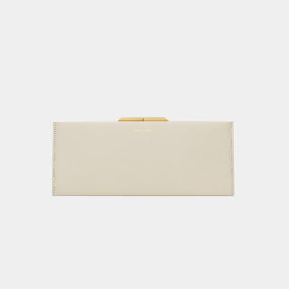 Yves Saint Laurent Midnight Small Clutch In Smooth Leather, Blanc Vintage, Front