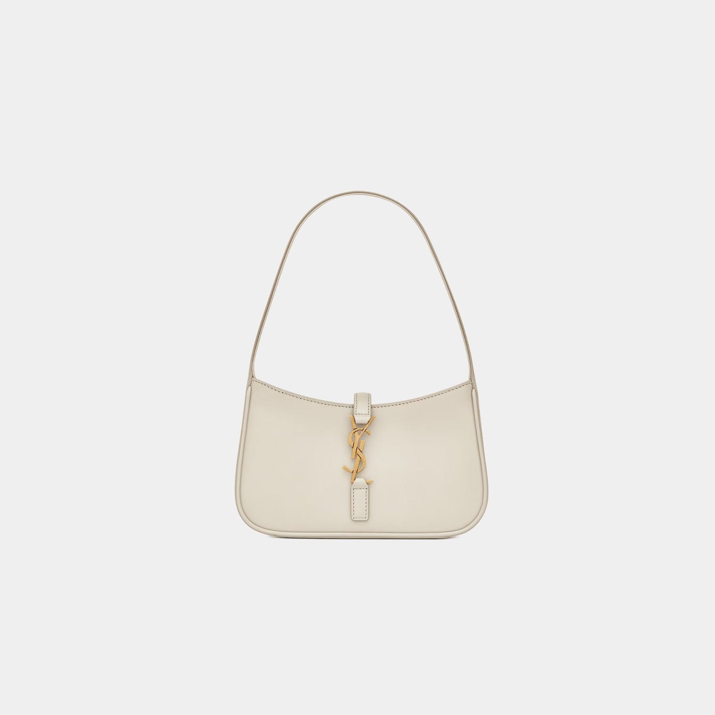 Yves Saint Laurent Mini Le 5 A 7 In Smooth Leather, Blanc Vintage, Front