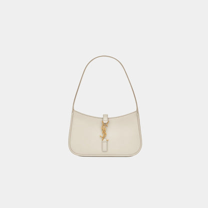 Yves Saint Laurent Mini Le 5 A 7 In Smooth Leather, Blanc Vintage, Front