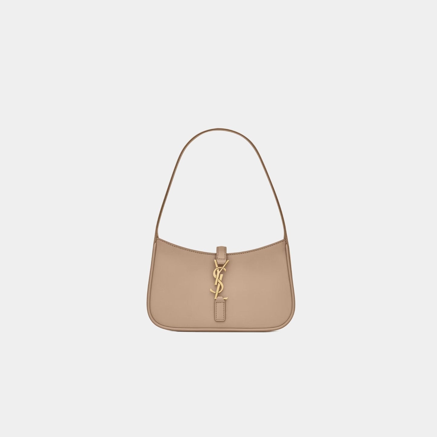 Yves Saint Laurent Mini Le 5 A 7 In Smooth Leather, Dark Beige, Front