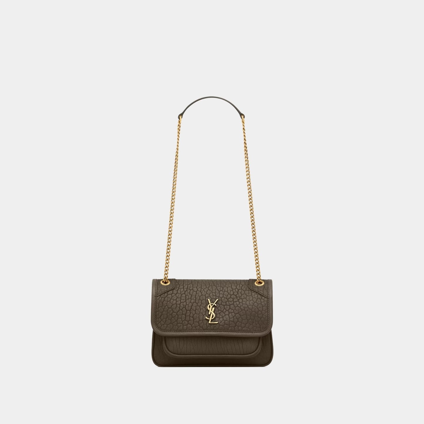Yves Saint Laurent Niki Mini In Grained Lambskin, Light Musk, Front