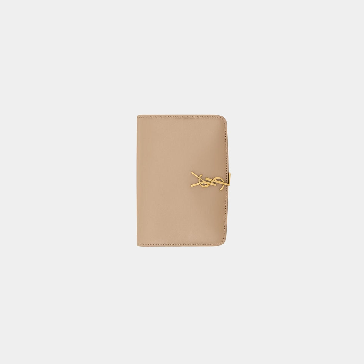 Yves Saint Laurent Voltaire Passport Case Calfskin, DK Toffee, Front