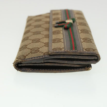 GUCCI GG Canvas Web Sherry Line Long Wallet 2Set Beige Brown Red  yt976